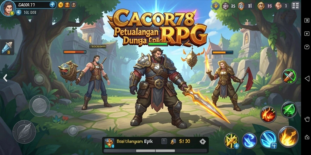 Screenshot gameplay menunjukkan pertarungan epik dan petualangan menarik.