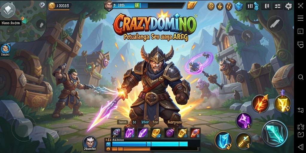 Tampilan gameplay dinamis dan epik dari CRAZYDOMINO yang memukau.