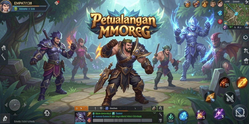 Screenshot gameplay EMPATI138 menampilkan pertarungan epik di dunia MMORPG.
