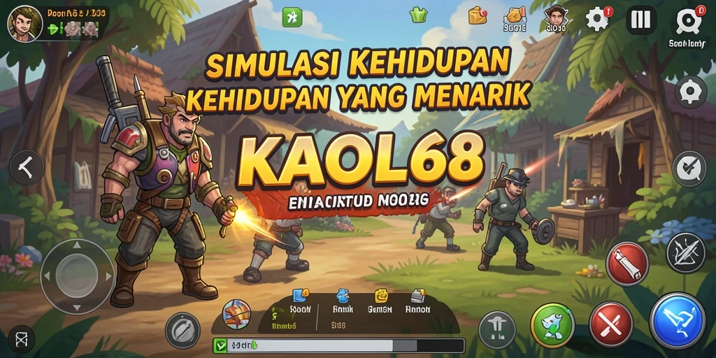 Tampilan screenshot utama KAOL68 menampilkan karakter yang sedang berinteraksi dalam gameplay simulasi.