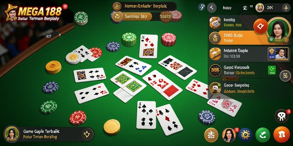 Tampilan gameplay <strong>MEGA188</strong> yang seru dan interaktif saat bermain Gaple.