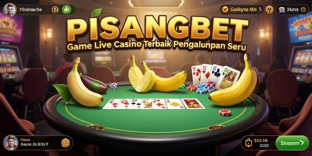Tampilan gameplay PISANGBET menunjukkan dealer langsung dan suasana kasino yang seru.