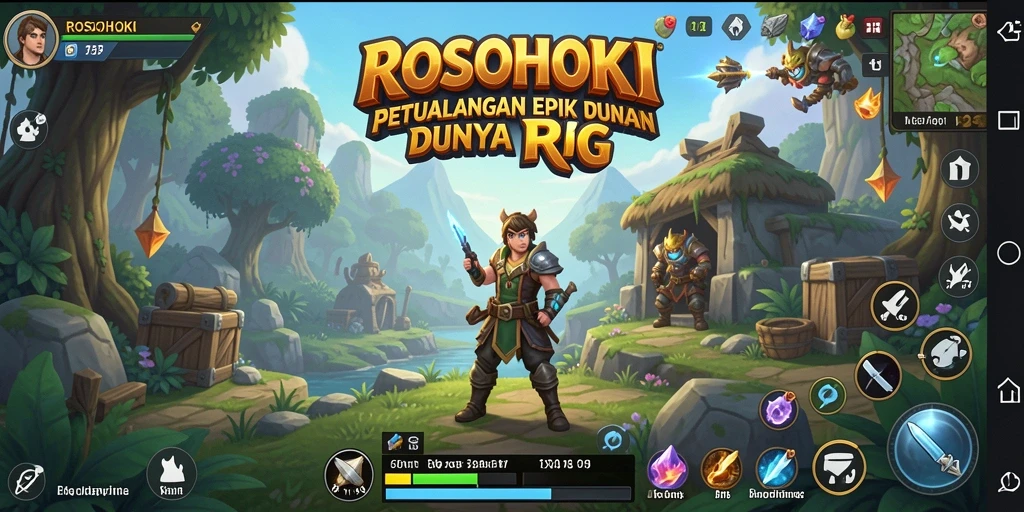 Tangkapan layar gameplay ROSOHOKI menampilkan pertarungan seru dan karakter menarik.