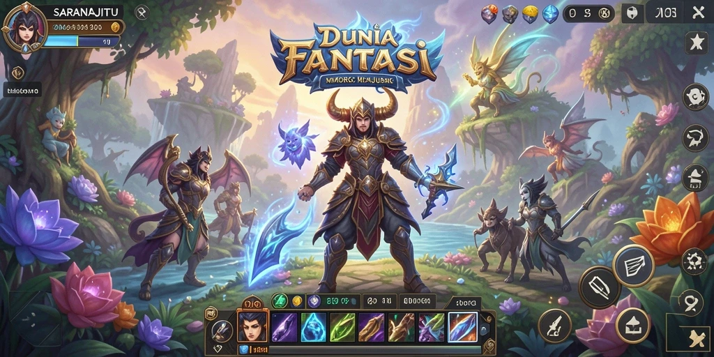 Screenshot gameplay SARANAJITU menunjukkan aksi seru dalam pertempuran MMORPG.