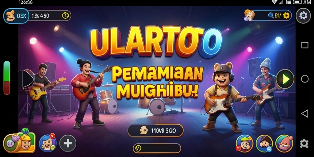 Tampilan gameplay ULARTOTO dengan berbagai tantangan musik yang seru.